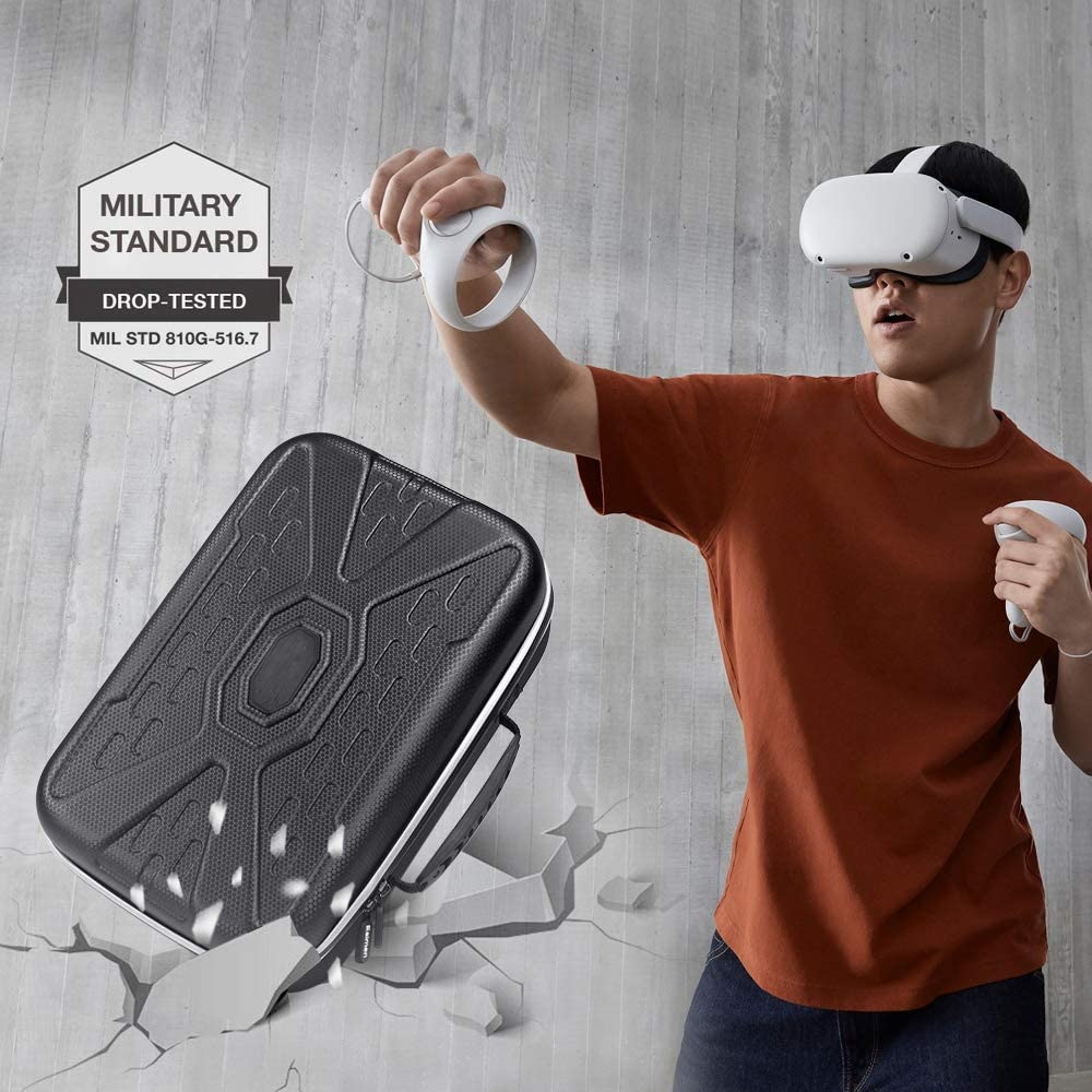 7 az 1-ben VR készlet az Oculus Quest 2-hez (védőtok + K3 fejpánt + arcvédő + lencsevédő + vállpánt + vezérlőburkolatok + hüvelykujj-sapkák), ütésgátló kiegészítők az Oculus Quest 2-hez
